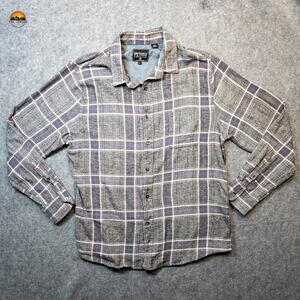 Premium Xpression Button-Up Shirt Gray Tartan Flannel Collared Men's Size Large
